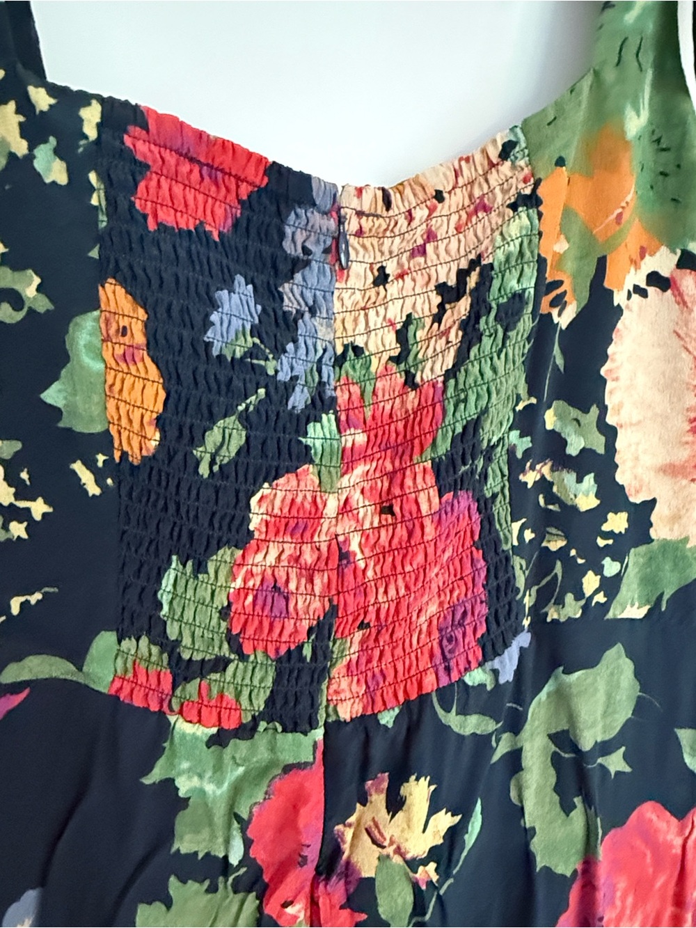 Sézane Floral Midi Dress in Navy with Pink & Green Accents - Picture 7 of 7